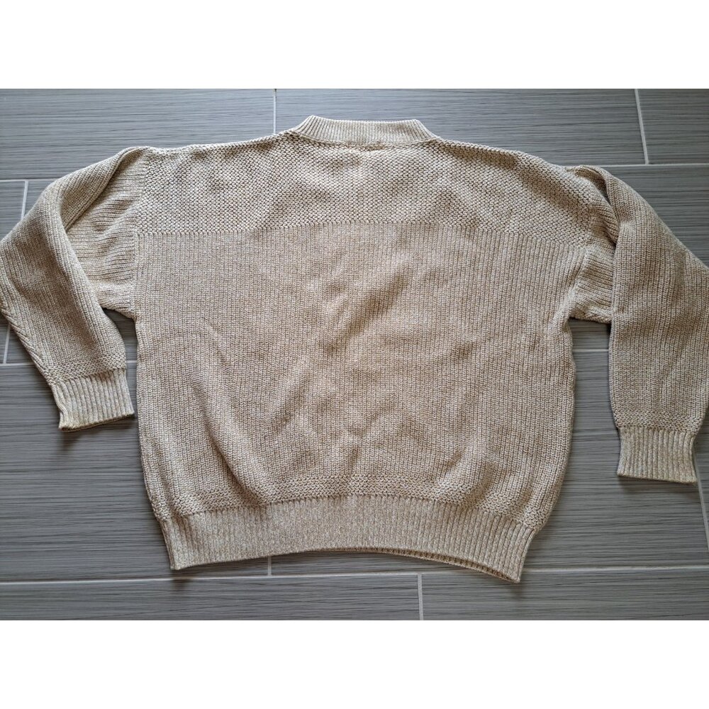 Ashley Knit Shawl Collar Sweater Beige Men's Size Large Made In USA Preppy - Picture 9 of 10